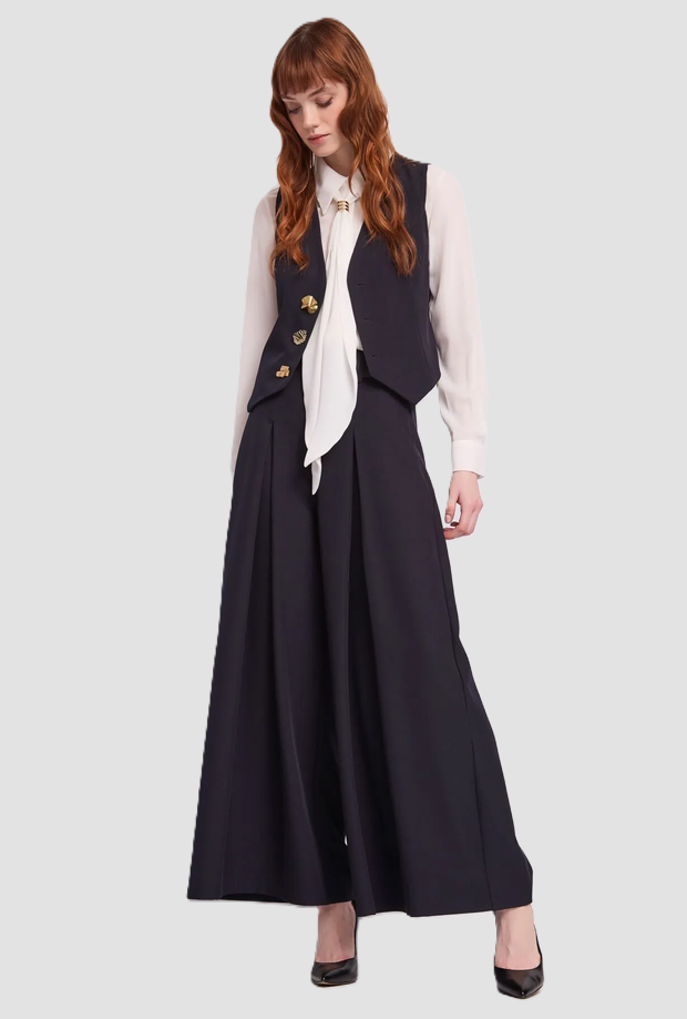 Pantalone a palazzo donna blu scuro 