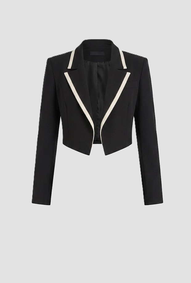 Giacca cropped con profili a contrasto donna nero 