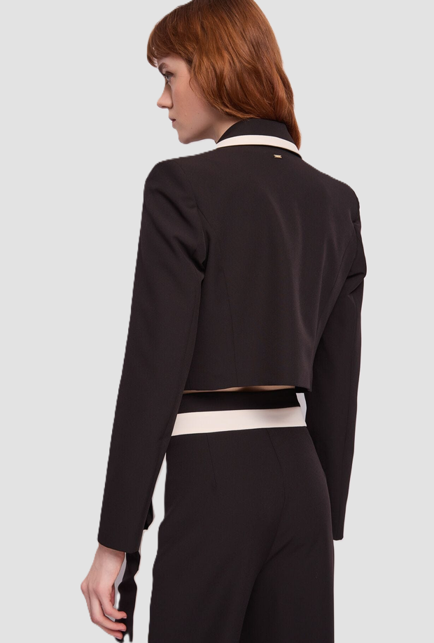 Giacca cropped con profili a contrasto donna nero 