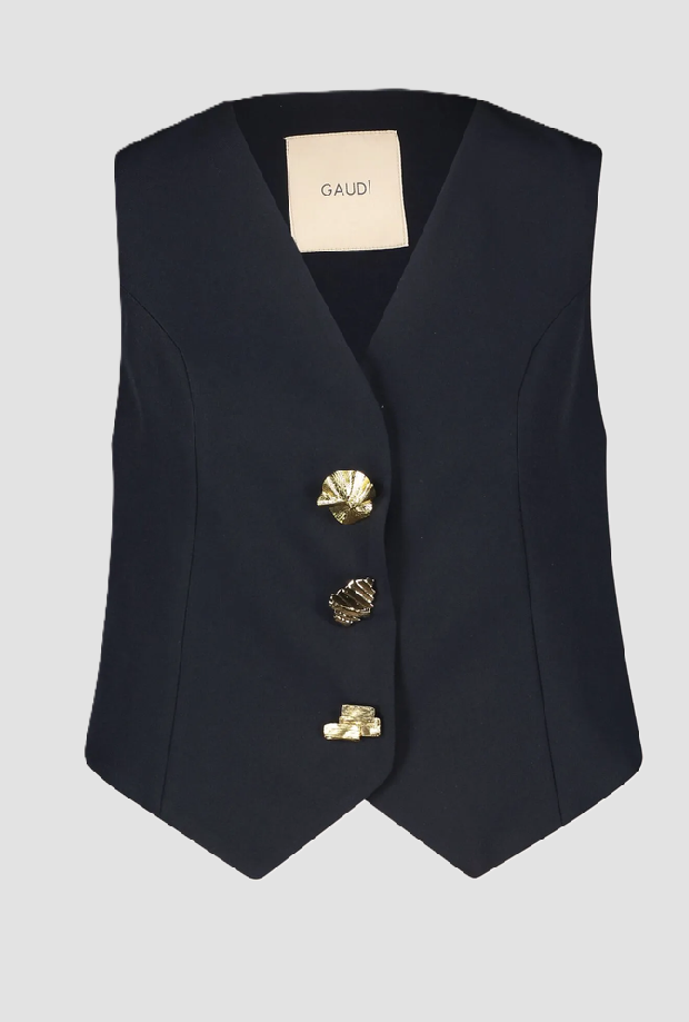 Gilet con bottoni gioiello donna blu scuro 