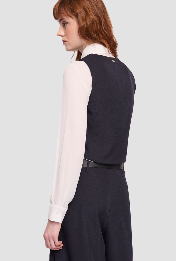 Gilet con bottoni gioiello donna blu scuro 
