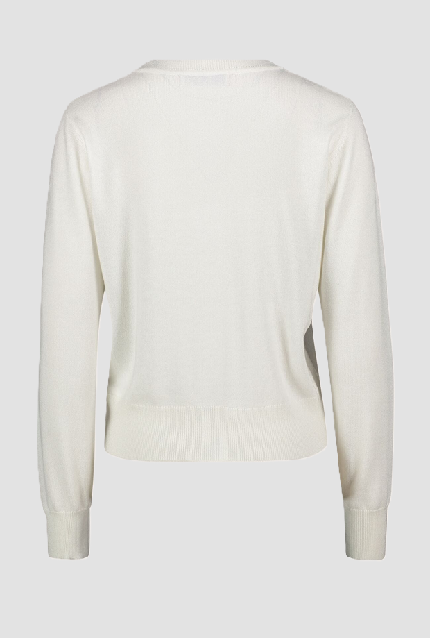 Cardigan girocollo a rombi da donna avorio 