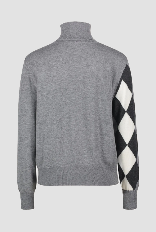 Maglia dolcevita con i rombi da donna grigio 