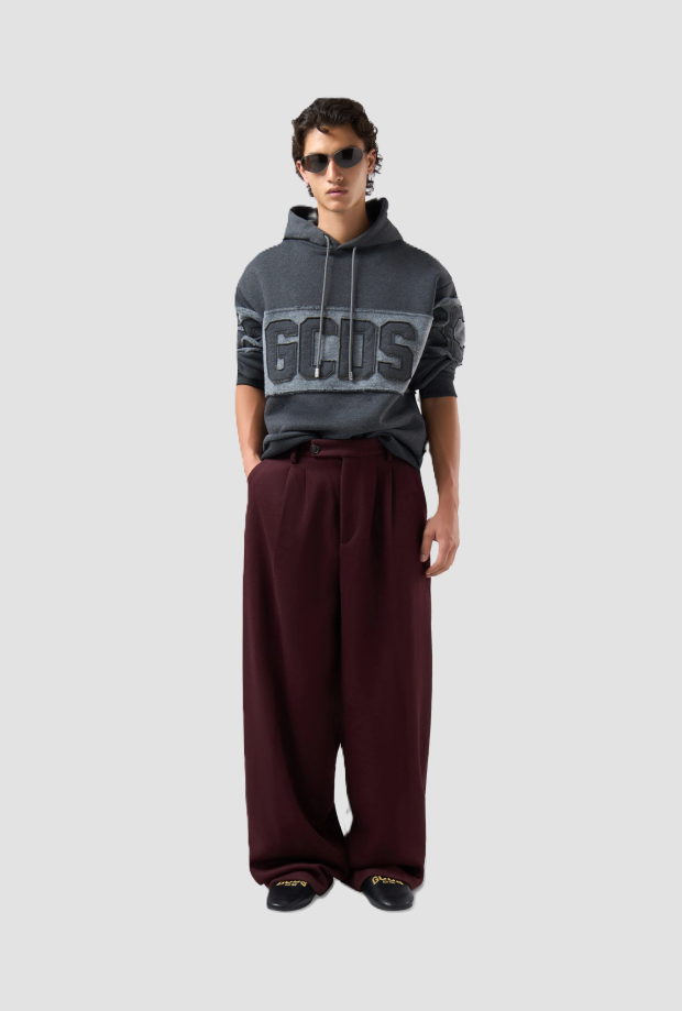 Felpa con logo uomo grigio 