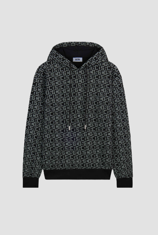 Felpa monogram da uomo nero-grigio 