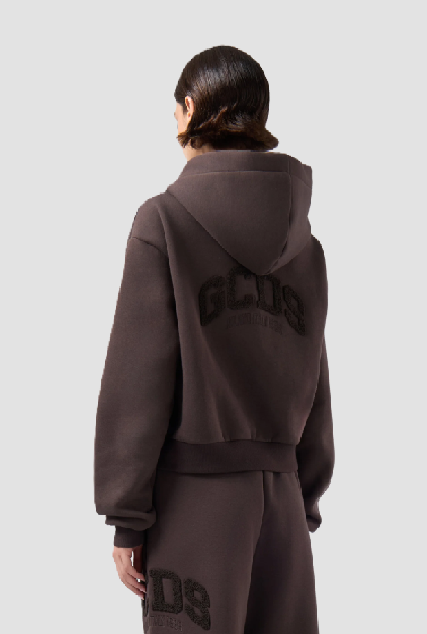 Felpa con zip da donna marrone 
