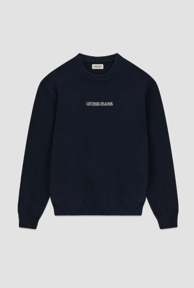 Maglione ricamato uomo blu 