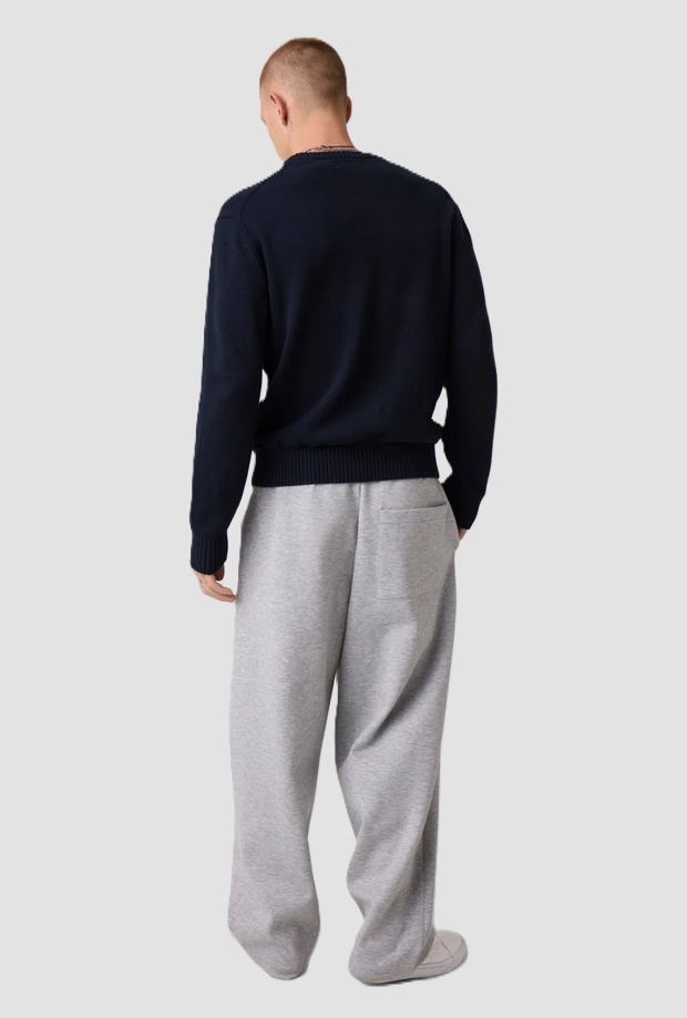 Maglione ricamato uomo blu 