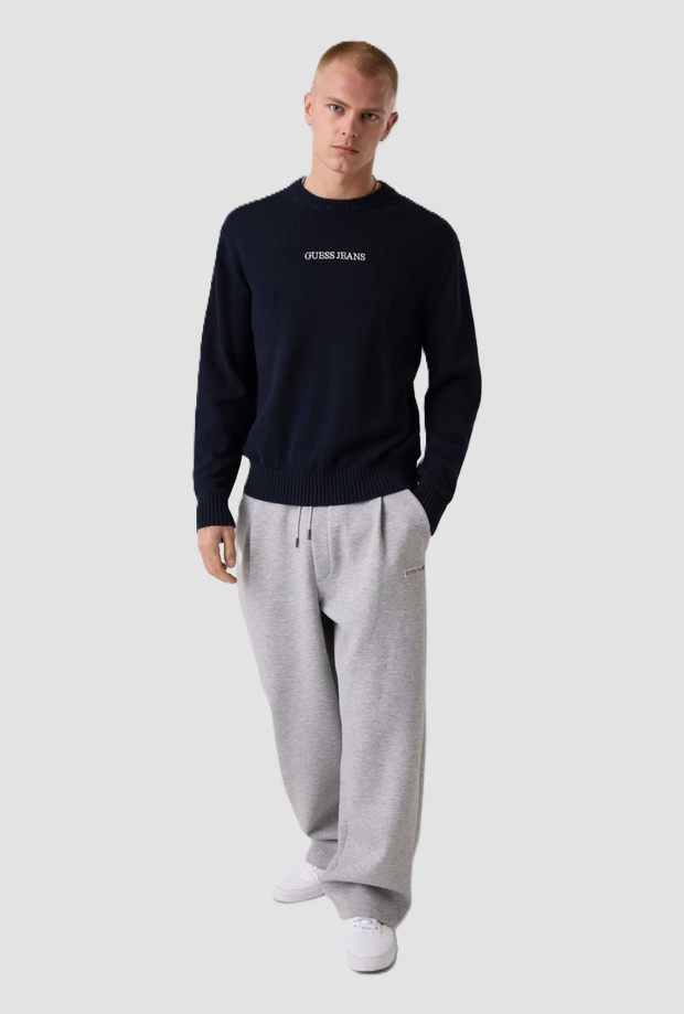Maglione ricamato uomo blu 