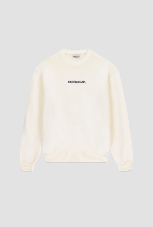 Maglione ricamato uomo bianco 