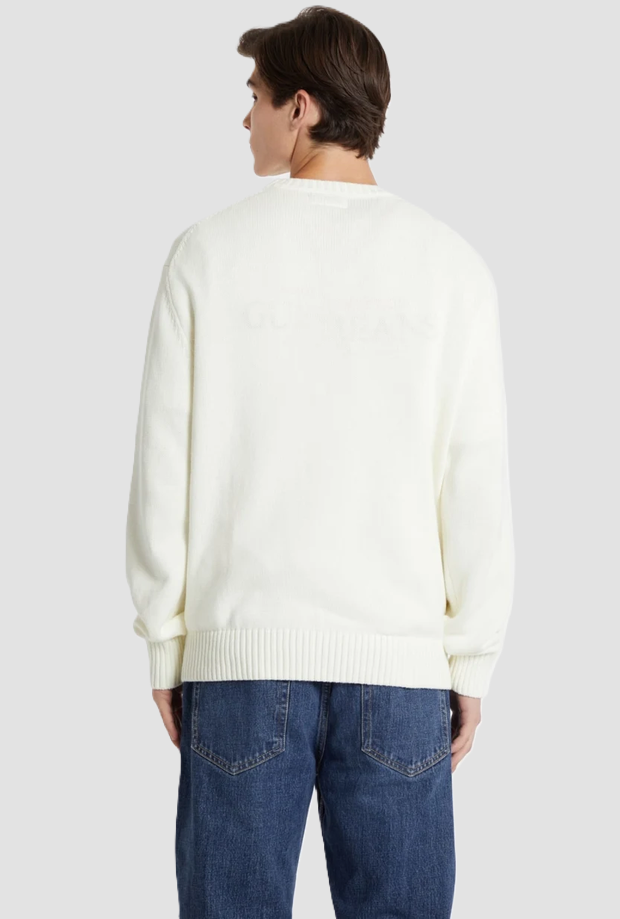 Maglione ricamato uomo bianco 