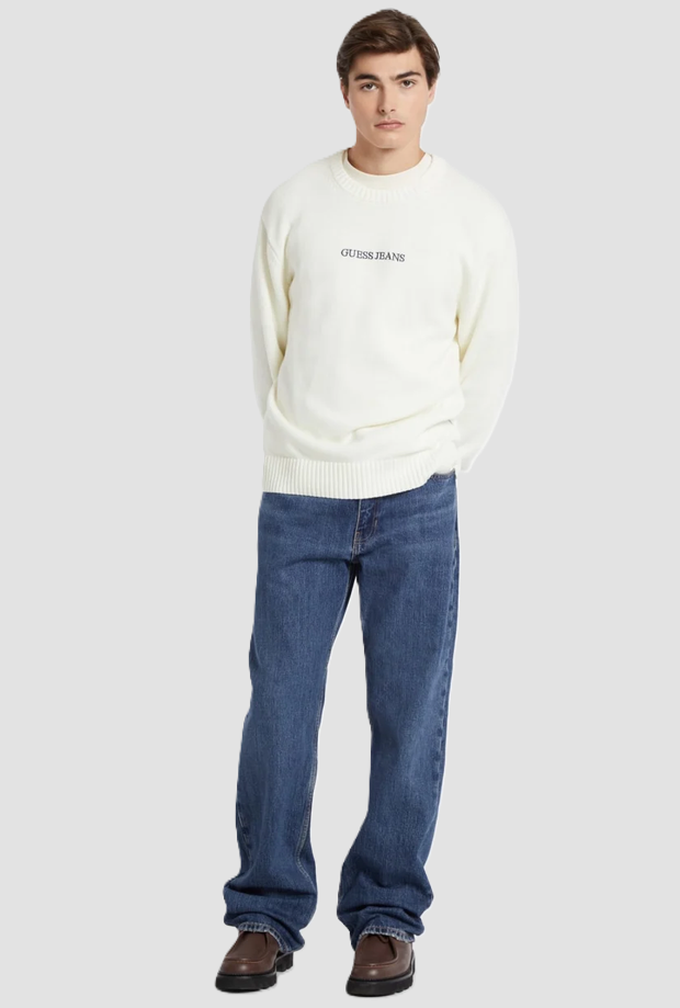 Maglione ricamato uomo bianco 