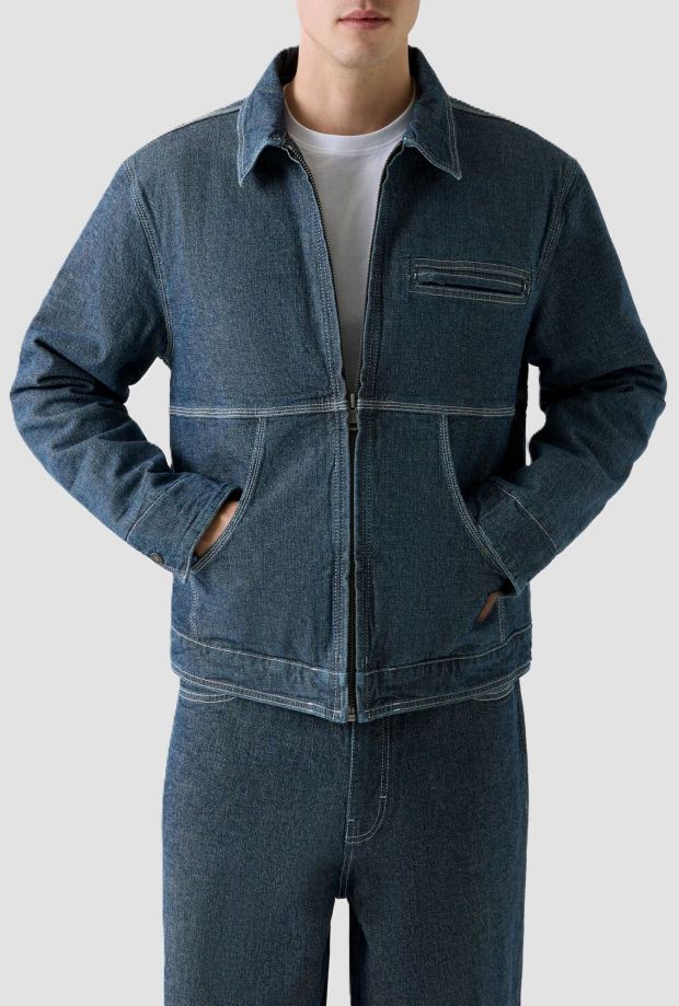 Giubbino in denim uomo blu 