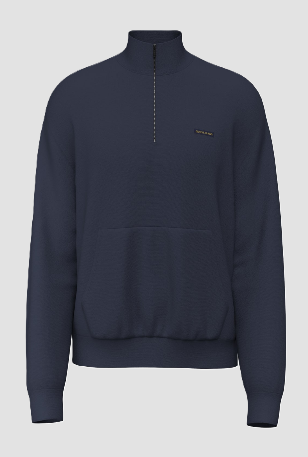 Felpa mezza zip uomo navy blue 