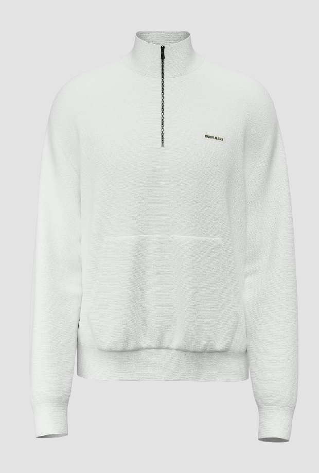 Felpa mezza zip uomo bianco 