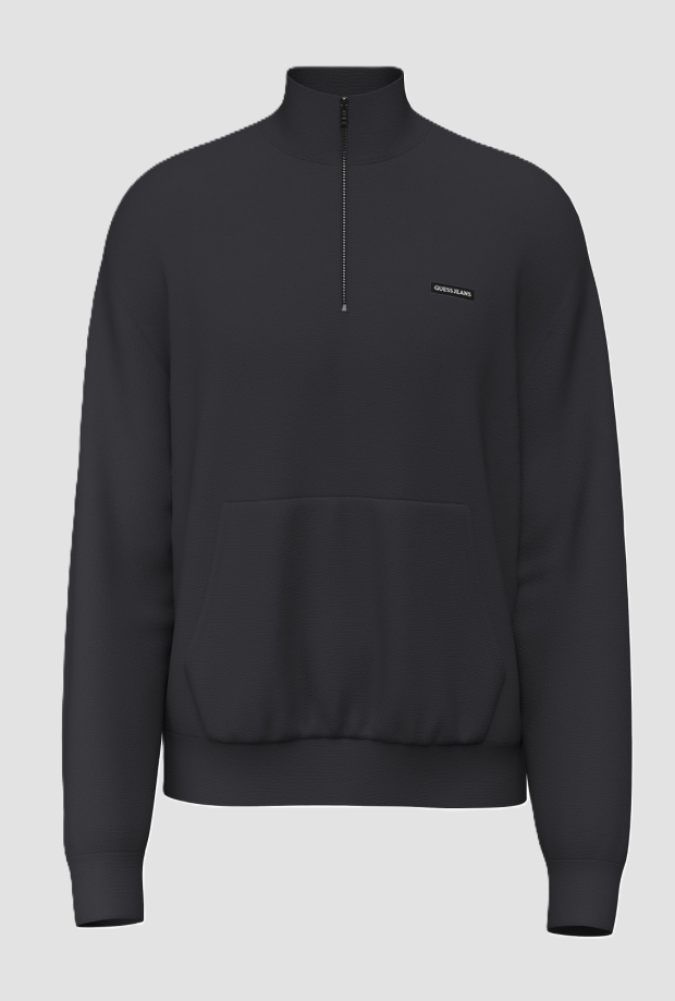 Felpa mezza zip uomo nero 