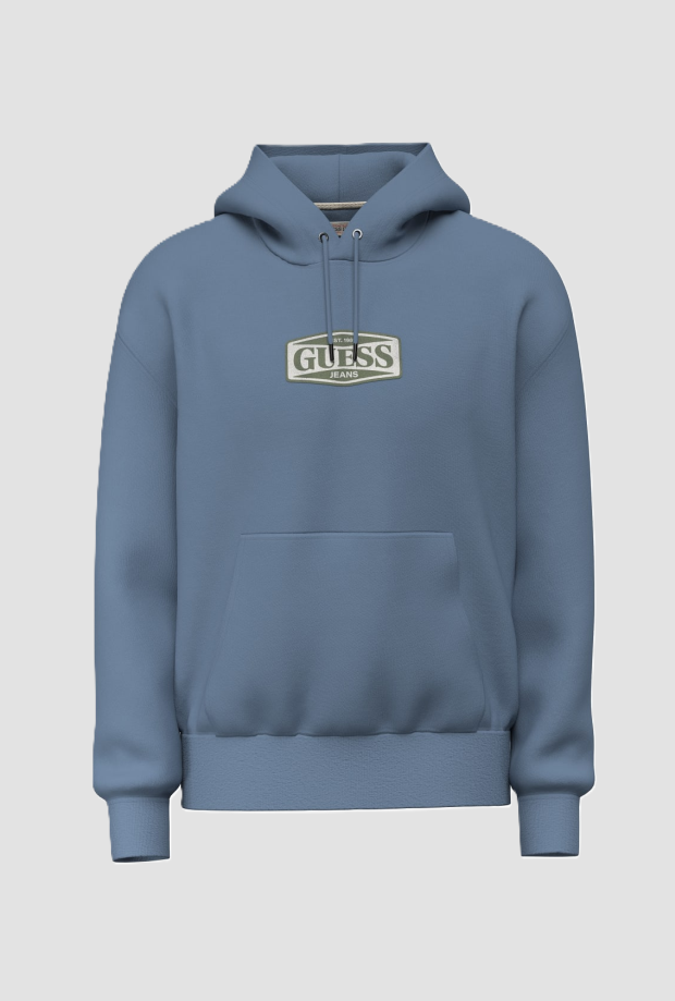 Felpa con cappuccio uomo celeste 