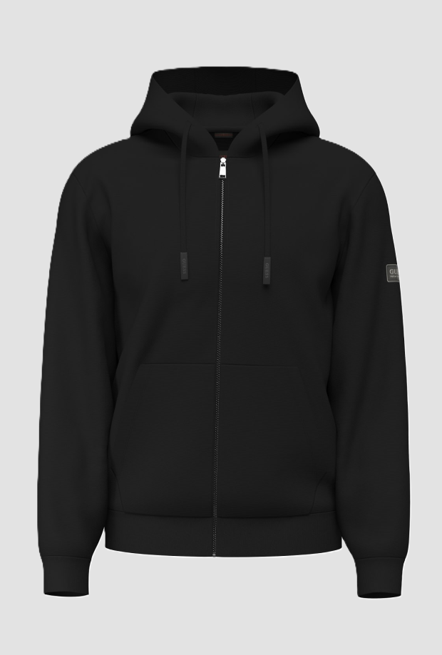 Felpa con zip e cappuccio uomo nero 