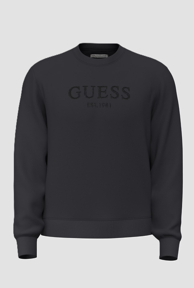 Felpa girocollo con logo uomo nero 
