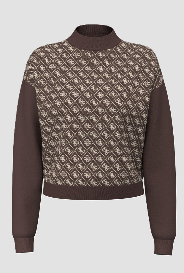 Maglia con loghi donna marrone 