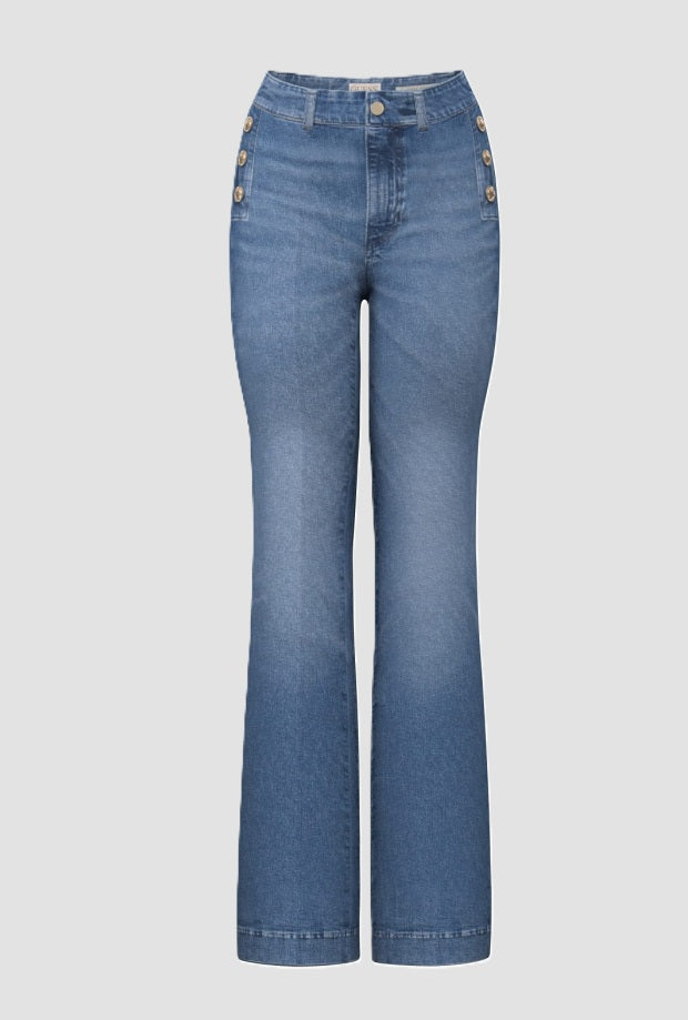 Jeans vita alta donna blu 