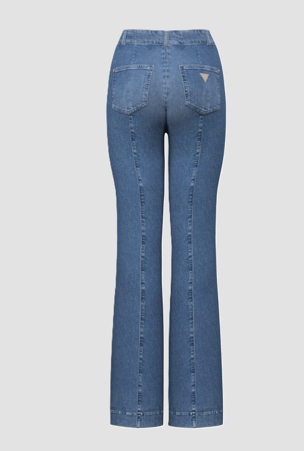 Jeans vita alta donna blu 