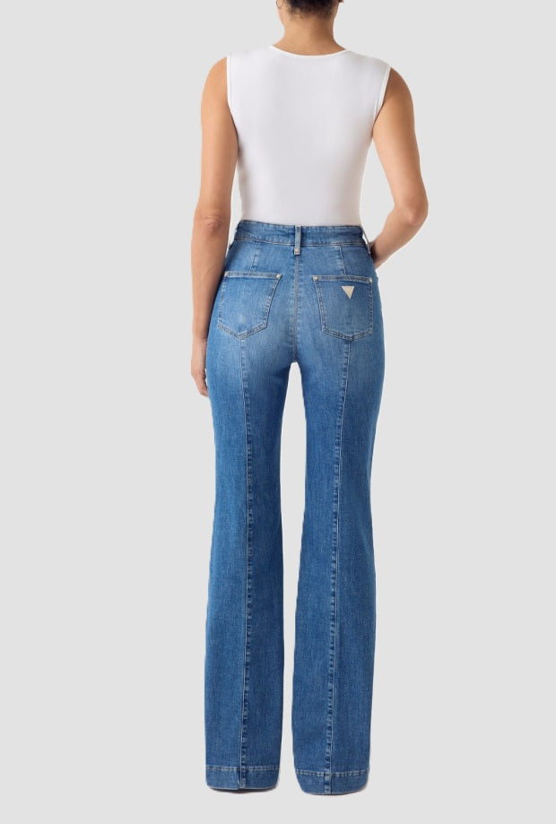 Jeans vita alta donna blu 