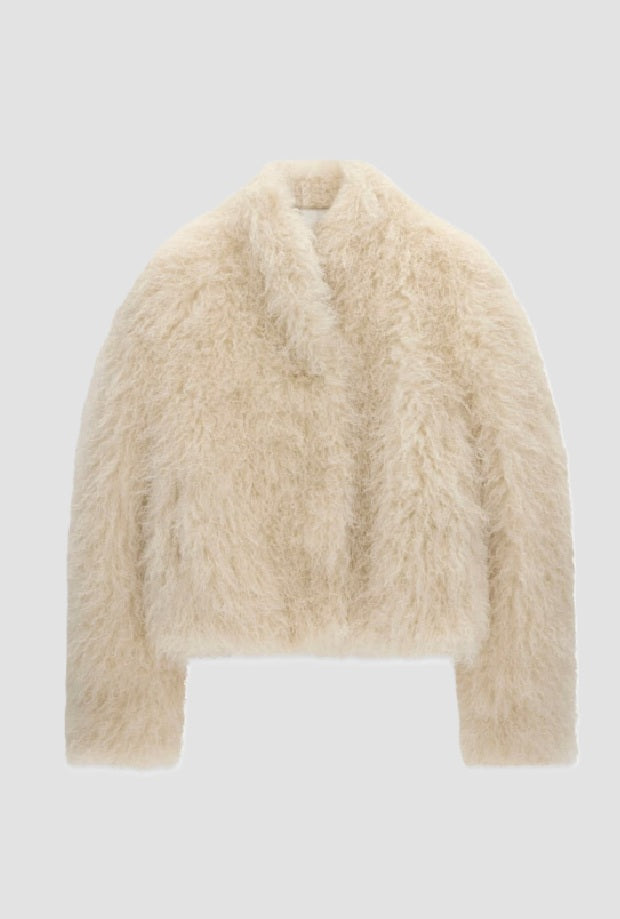 Giubbino a pelliccia donna beige 