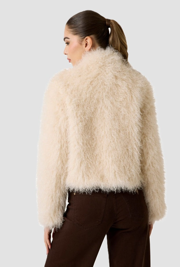 Giubbino a pelliccia donna beige 