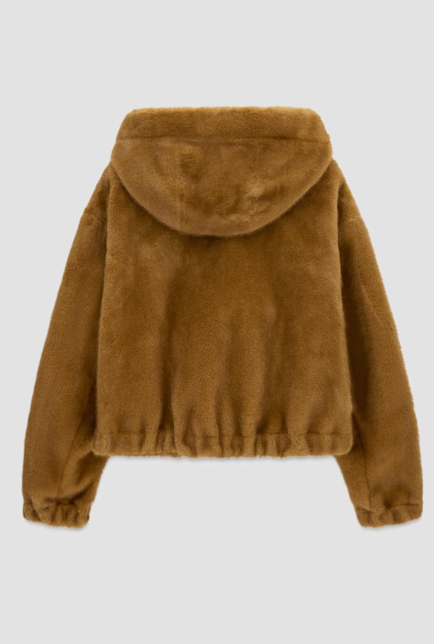 Giubbino stile pelliccia donna cammello 