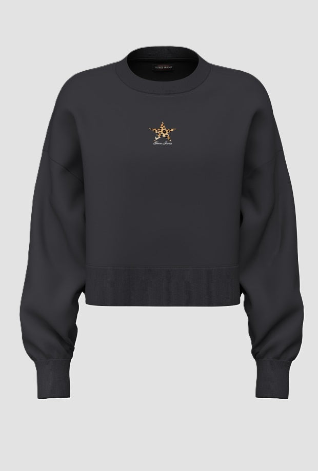 Felpa crop donna nero 