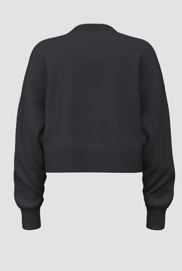 Felpa crop donna nero 