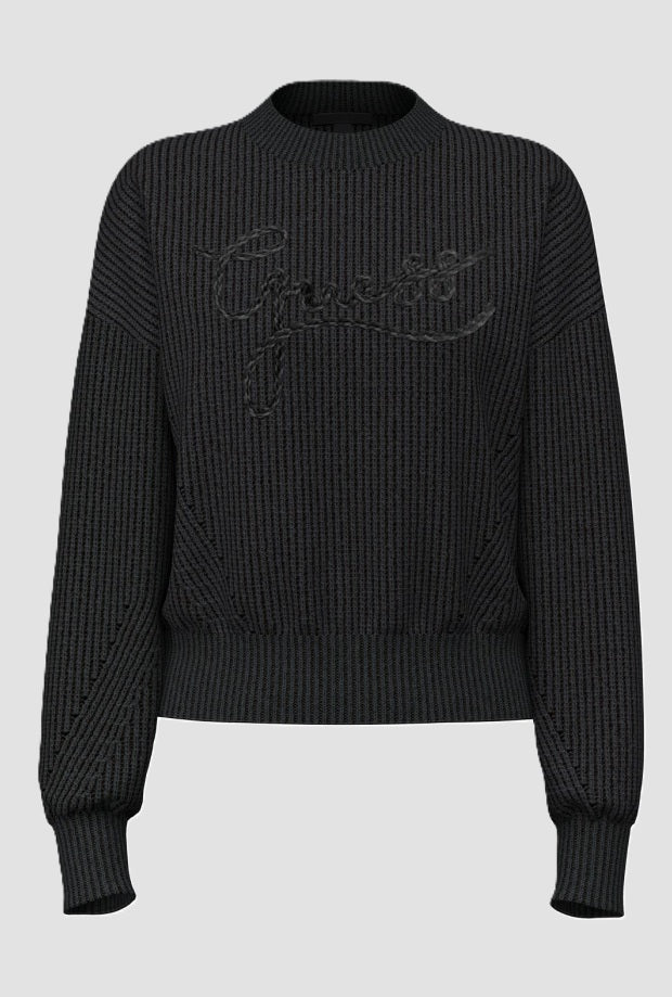 Maglia con firma donna nero 