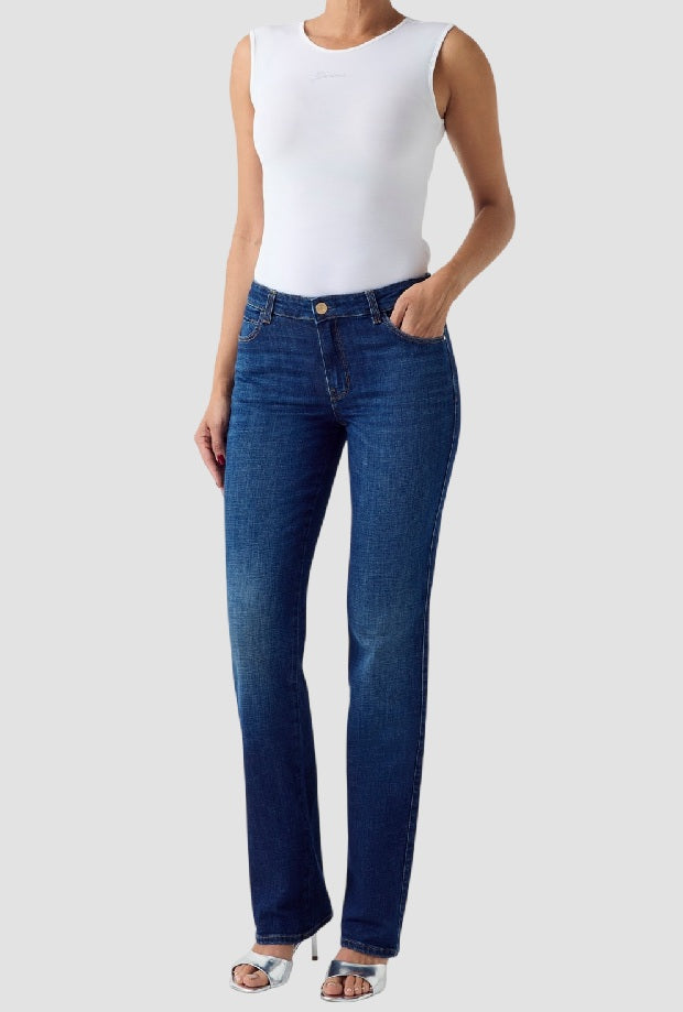 Jeans straight fit donna blu scuro 