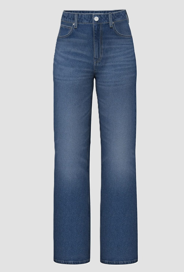 Jeans wide leg donna blu medio 