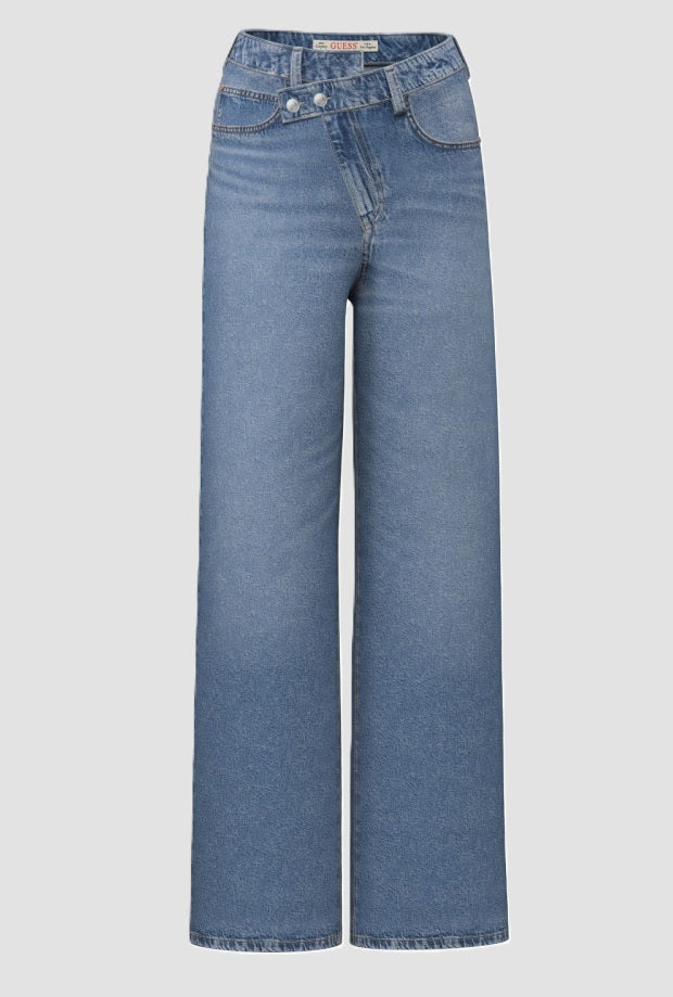 Jeans wide leg donna blu 