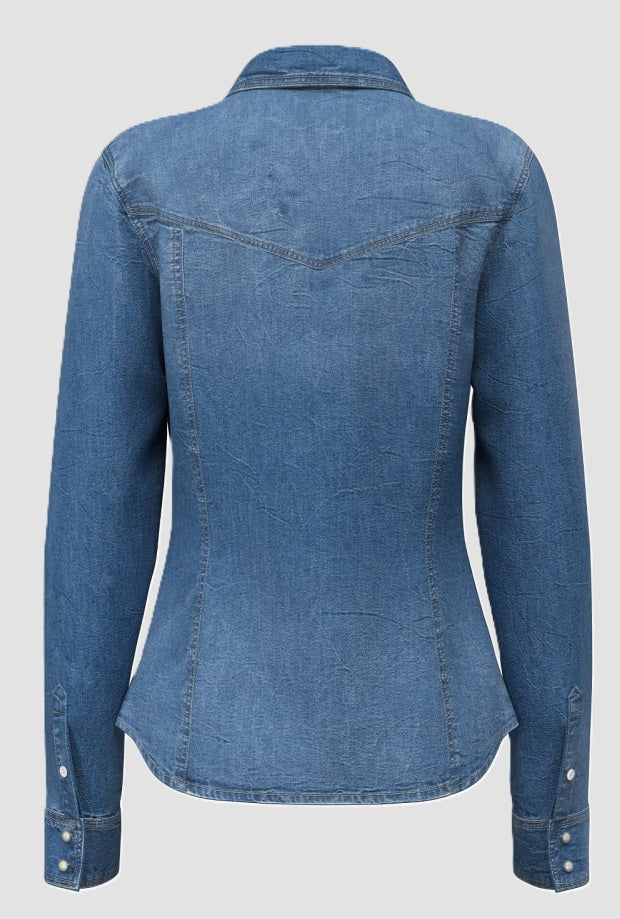 Camicia in denim donna blu 