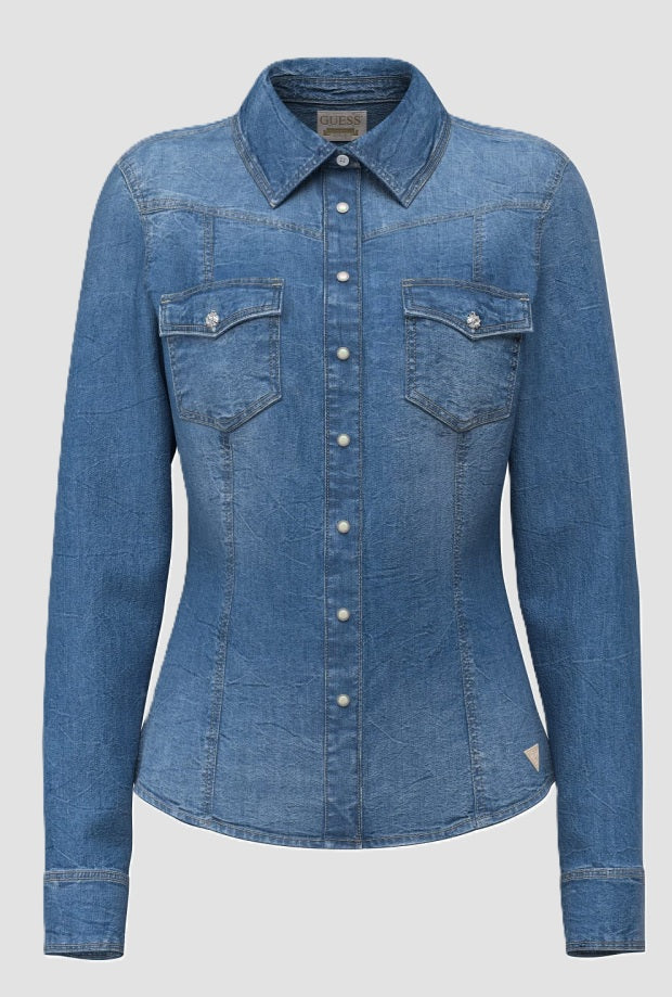 Camicia in denim donna blu 