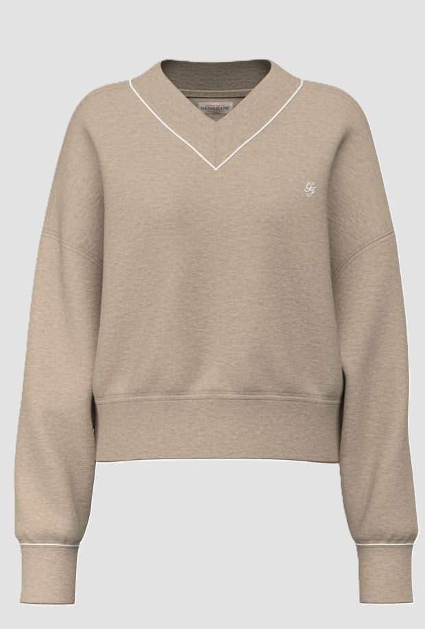 Felpa cropped donna beige 