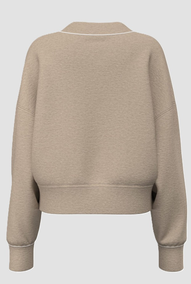 Felpa cropped donna beige 