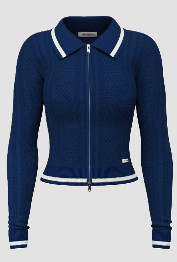 Maglione full zip donna navy blue 
