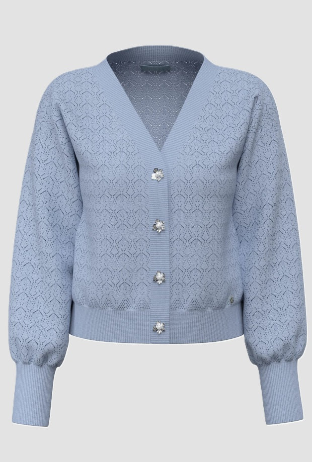 Cardigan a V donna celeste 