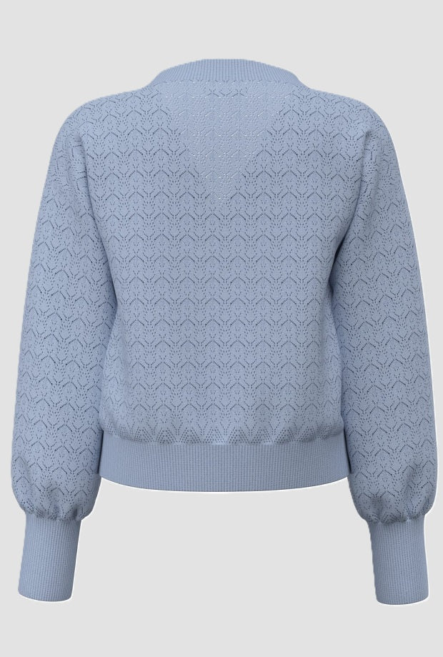 Cardigan a V donna celeste 
