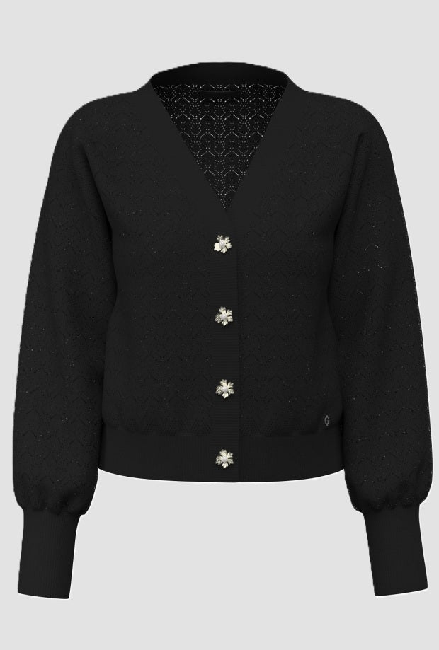Cardigan a V donna nero 