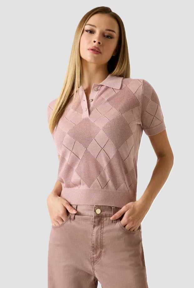 Polo a tre bottoni donna rosa 