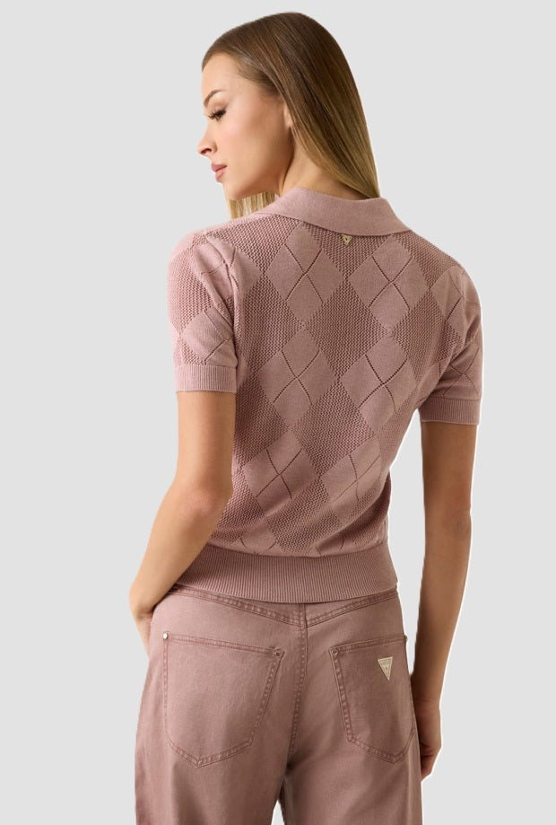 Polo a tre bottoni donna rosa 