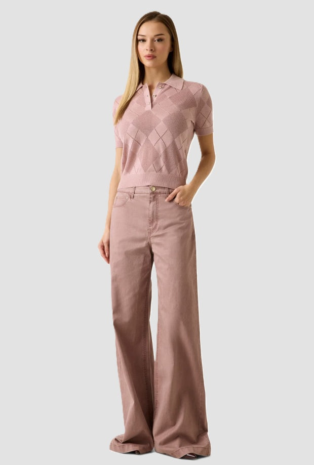 Polo a tre bottoni donna rosa 