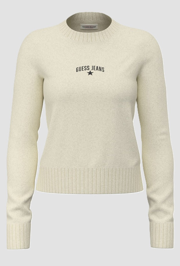 Maglia con logo stella donna crema 