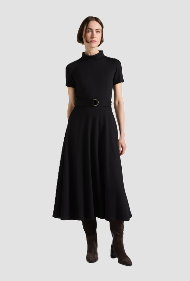 Abito con cintura donna nero 