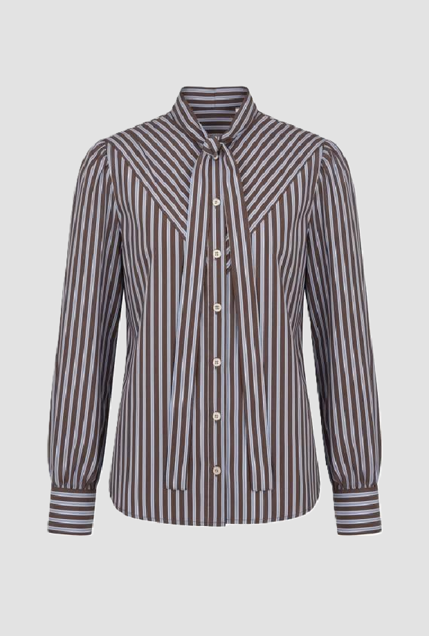 Camicia con collo a fiocco donna cacao 